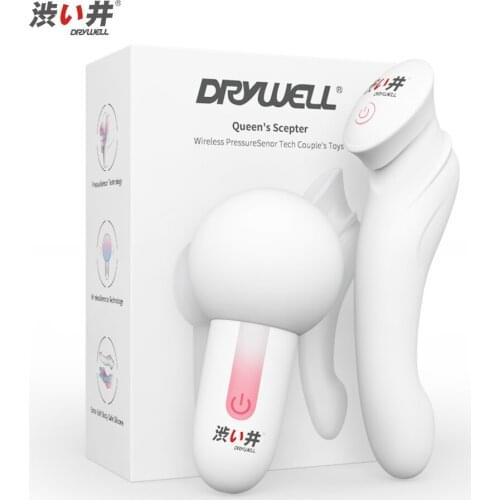 DRY WELL Double Vibrator Sex Toys PressureSensor Tech For Couple Orgasm Together Usable for Nipple Clitoris Vaginal and Prostate
