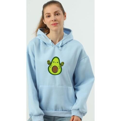 Funny Cartoon Avocado Sweatshirt Hoodie for Women Kpop Cotton Tops Ulzzang Cute Hoodie Ladies Pullover Oversized Bluza Damska