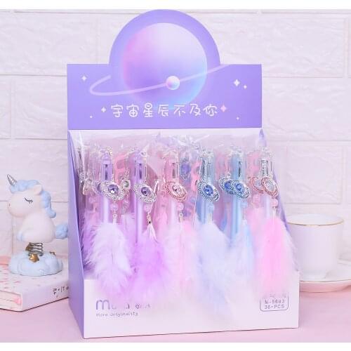 36pcs Gel Pens Girly heart feather black colored kawaii gel-ink pens pens for writing Cute stationery office school supplies