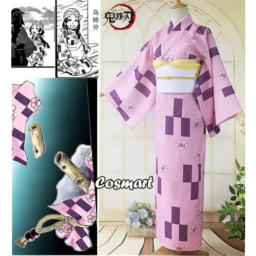 Anime Demon Slayer Kimetsu no Yaiba Tsugikuni Yoriichi Wife Kimono Uniform Cosplay Costume Halloween Suit For Women Men Outfit N