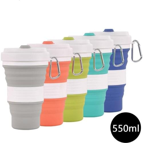 Creative 550ml Folding Silicone Cup Travel Portable Water Cup Silica Coffee Mug Telescopic Drinking Collapsible Mugs