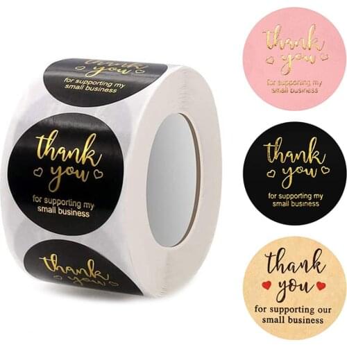 50-500pcs Round Label Hot Stamping Thank You For Supporting My Small Business Stickers Exquisite Gift Card Label Stationery