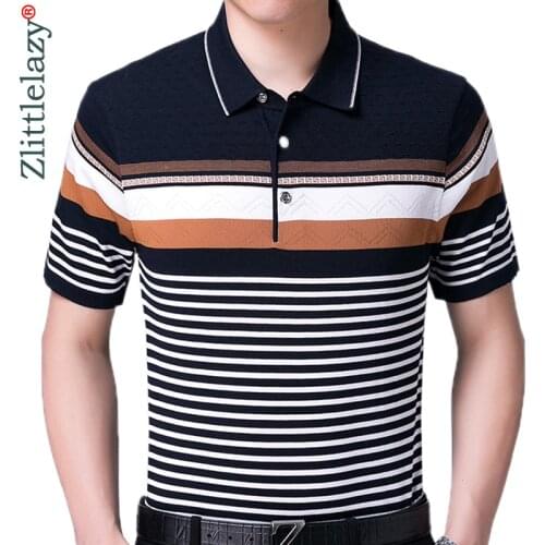 Summer polo shirt men short sleeve polos shirts striped slim fit mens pol clothes dress bodybuilding streetwear poloshirt 1092