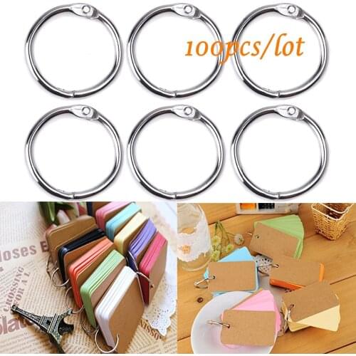 100 PCS 25mm Inner Diameter Metal Loose Leaf Ring Binder Ring Clip Album Scrapbook Craft Photo Split Rings Tool