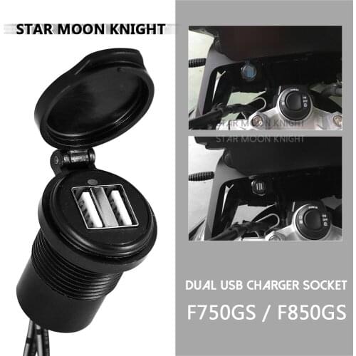 Motorcycle Accessories Dual USB Charger Power Adapter Cigarette Lighter Waterproof Plug Socket For BMW F750GS F850GS F 750 GS