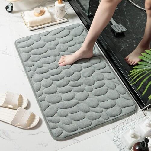 Non-slip Bathroom Mat 3D Embossed Kitchen Living Room Door Mat Microfiber Home Entrance Absorbent Floor Rug Bathroom Accessories