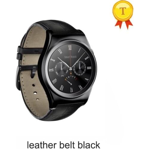 New arrival IPS round screen leather band waterproof bluetooth smart watch with heart rate monitor smartwatch for ios android