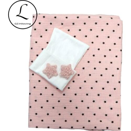 0-3 Month Nebworn Baby Blankets Hat set Soft Baby Girls Receiving Swaddle Blanket Muslin Cotton Fabric 4 Layer Dropshipping