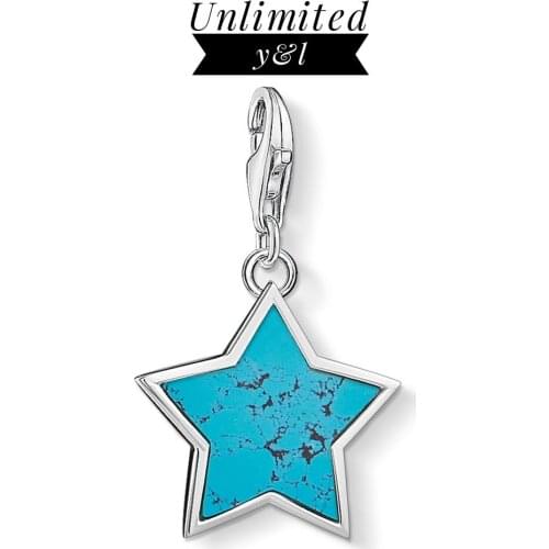 Blue Stone Star Charms Pendants Thomas Style DIY Fashion Jewelry 925 Sterling Silver Accessories Fit Bracelet Women Men 2019 New
