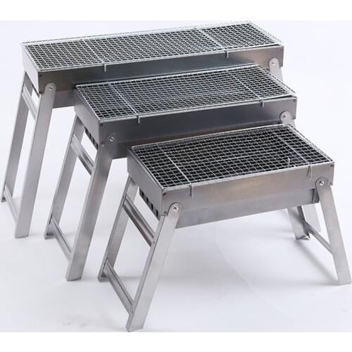 Garden charcoal barbecue terrace party cooking folding picnic BBQ 3 sizes stainless steel portable grill burning stove outdoor