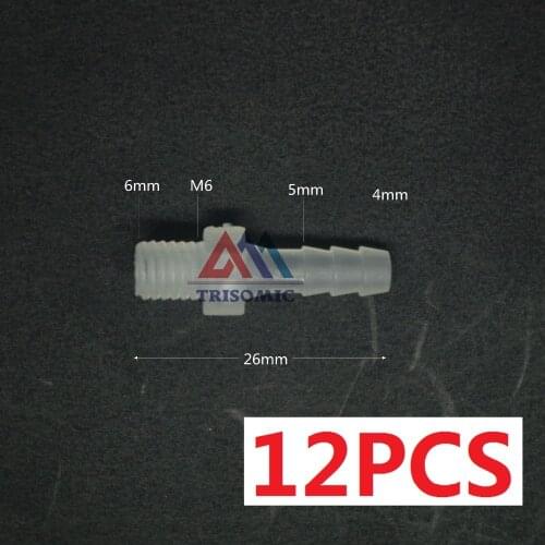 12 pieces 4mm-M6 Straight Connector Plastic pipe Fitting Barbed Connector with thread Material PP Tank Airline Aquarium