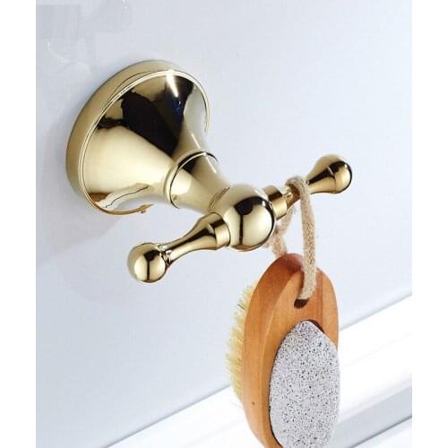 Luxury Gold Color Brass Wall Clothes Rack Cloth Hook Wall Hook Robe Hook For Bathroom Accessory Hanger Copper