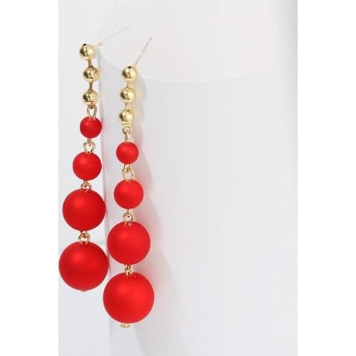Korean Girl Earrings Fashion New Temperament Earrings Long Size Red Pearl Temperament All-match Earrings Womens Clothing Sales