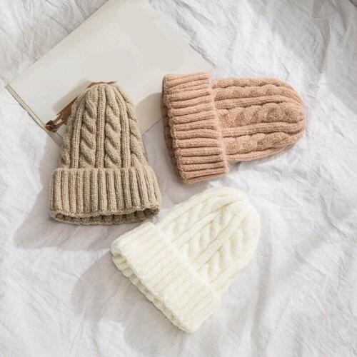 Hat Beanie Cap Womens Winter Knit Ear Cap Warmer Thick Soft Cap Lady Bonnet Skullies Beanies Chunky Knitted Rib Hats womens hat