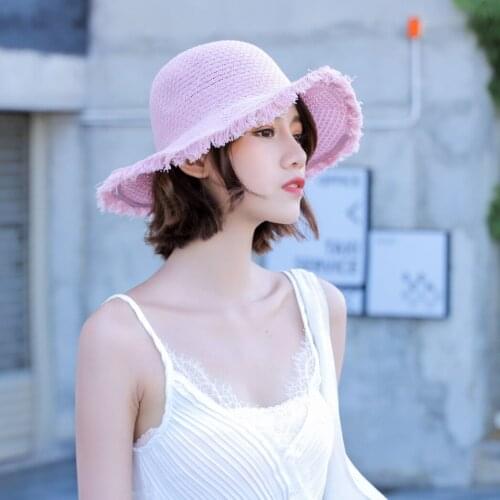Spring Summer New Sun Hat Female Knitted Korean Beach Hat Wild Folding Sun Hats Cute Fisherman Basin Hat