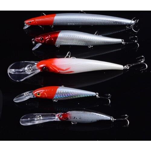 Mixed 5 Models Artificial Hard Baits Fishing Lures Minnow Wobbler Tackle Crankbait Swimbait Hook Plastic Pesca Isca With 3D Eyes