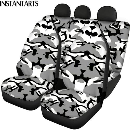INSTANTARTS Stylish Camouflage Design Easy Clean Car Accessories Front and Back Car Seat Covers Non-skid Vehicle Seat Protector