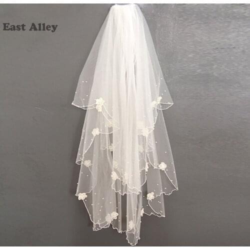 Ivory wedding dress veil accessories handmade flower bridal Beaded veils