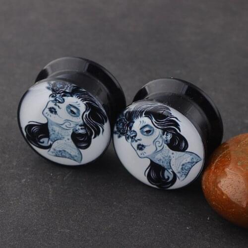 JUNLOPWY UV Acrylic Screw Fit Ear Tunnels Gauges Threaded Stretchers Expanders 00g Plugs Lady Black Body Piercing Jewelry 160pcs