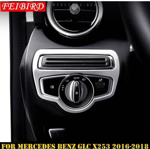 Interior Mouldings ABS Matte For Mercedes Benz GLC X253 2016 2017 2018 Head Lights Switch Button Frame Cover Trims