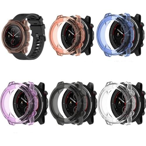 TPU Soft Glass Screen Protector Case Shell Full Edge Frame For Amazfit Stratos 3 Smart Watch Stratos3 Protective Bumper Cover