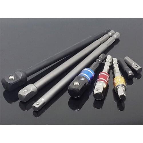 1/4" 3/8" 1/2" Socket Adapter Drill Bits Set Nut Driver Power Extension Impact Grade Hex Shank Adapter Drills Wrench Sleeve