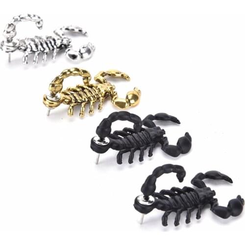 1Pc Brincos Jewelry Punk Bizarre Animal Scorpion Stud Earrings For Women Gold Black Silver Color