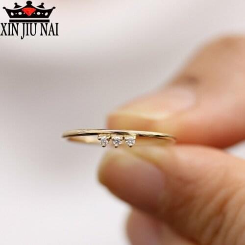 2020 14K Gold Concise Small Diamond Delicate Little Fresh Girl Student temperament Ring A Grade Gem Leisure Jewelry Fashion Gift