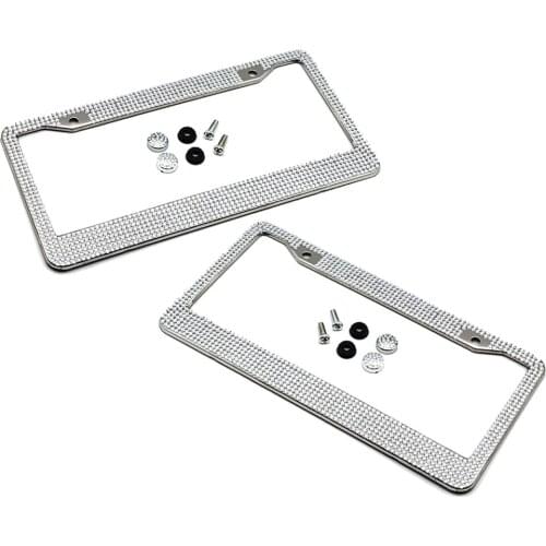 2x Bling License Plate Frame Motorcycle License Bracket With Screws 2-Hole