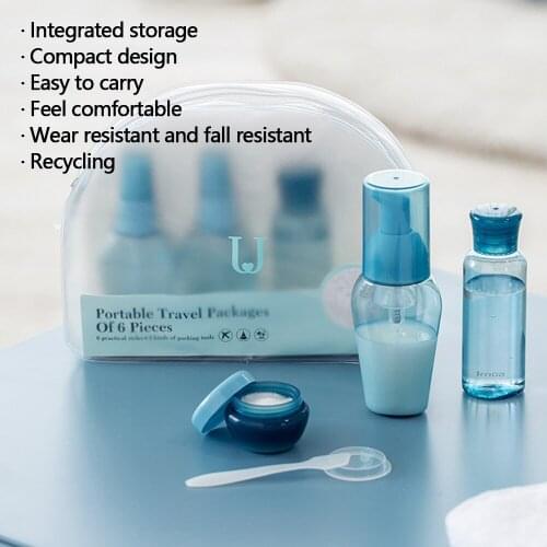 6Pcs Portable Travel Silicone Bottle Set Refillable Spray Bottles Cosmetic Hydrating Shampoo Jar Small Container Allocation Tool