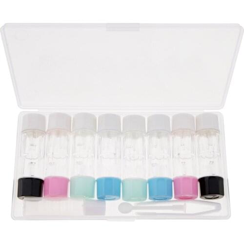 8 pcs Clear Contact Lens Case Set Travel Cleaner Washer Holder Storage Box with Liquid Bottle Tweezers Kit