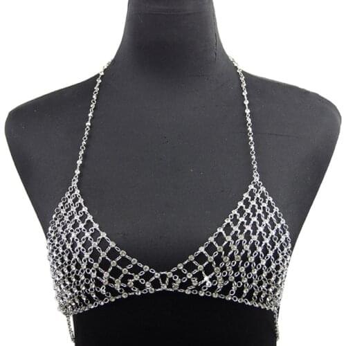 A5KC Sexy Bra Chains Crystal Waist Chain Rhinestone Body Chain Bikini Top Bra Chain Gold Body Jewelry for Women and Girls
