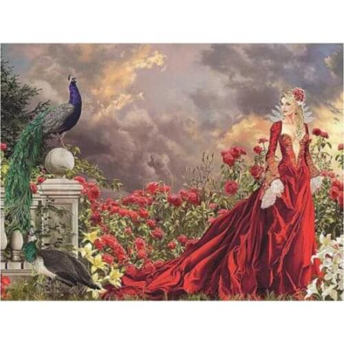 5D DIY Diamond Painting Woman In Rose Red Dress Diamond Embroidery Handmade Cross Stitch Kit Picture Christmas Gift FC563