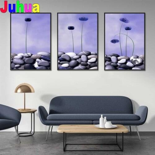 Diamond painting Triptych Flower Stones Full round Square diamond Mosaic cross stitch kits Embroidery Diamond Art Landscape