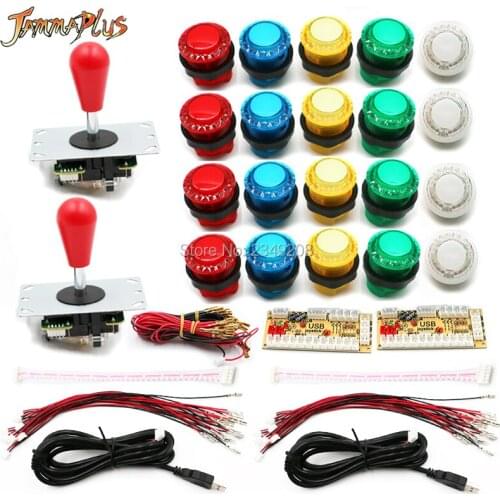 Zero Delay Arcade DIY Illuminated Led Arcade Set To PC &Raspberry pi 8 Way Joystick + 5V LED Push Buttons+LED Power C