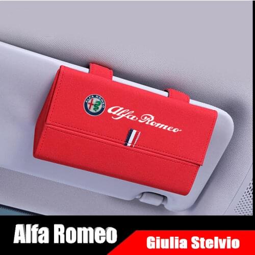 Car Alcantara glasses case business card holder ID bag for Alfa Romeo Giulia Stelvio car interior decoration accessories