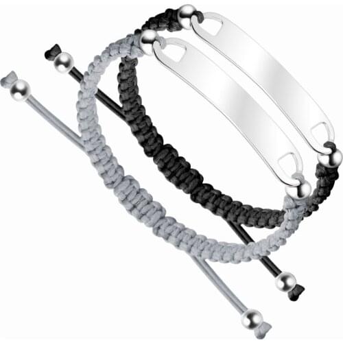 Mirror Polish Stainless Steel Blank Bar Charm Bracelet Adjustable For Women Men Jewelry Couple Gift