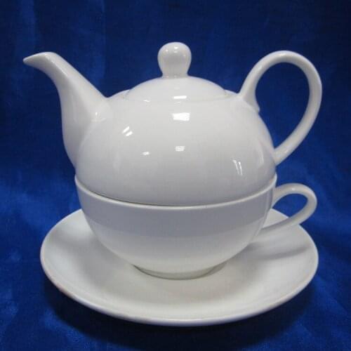 British boutique composite pure white one pot disc set bone china coffee teapot