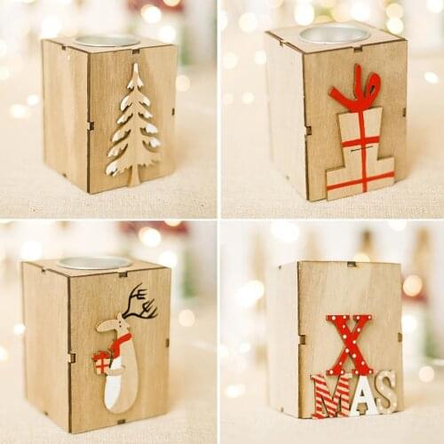Decorative Christmas Wood Votive Tea Light Candle Holder/Wooden Candlestick