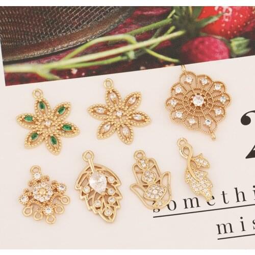 HAOSAW 6Pcs Jewelry Accessories/DIY Making/Flower Shapes/CZ Charms/Pendant For Earrings/Hand Made/Jewelry Findings & Components