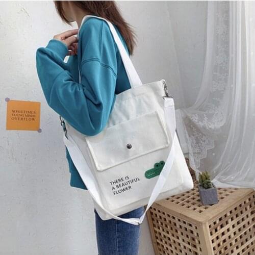 Women Canvas Bag Solid Color Ladies Purse Shoulder Bags Casual Travel School Student Tablet Bags Office Lady Handbag