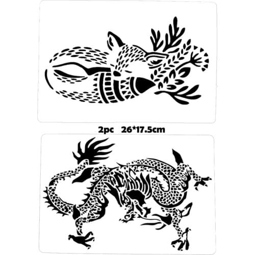 2pc Stencil Totoro Painting Template DIY Scrapbook Embossing Coloring Diary Album Decor Animal Reusable Office School Supplies