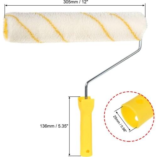 Uxcell Paint Roller Brush 12" for Wall Painting Treatment with Plastic Handle to paint trim door edging line striping ect