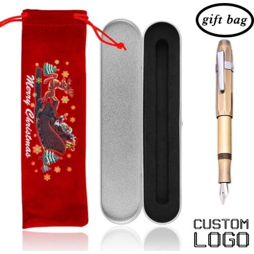 Laser Custom Logo Retro Metal Pen NewYear Fashion Brass Christmas Gift Business Office Box Bag Antique Copper Student Stationery
