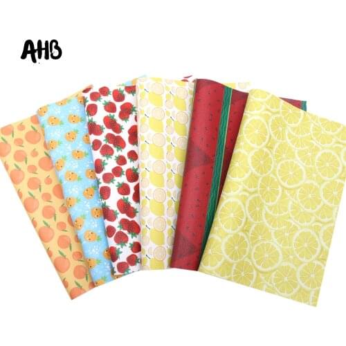 AHB Synthetic Leather Sheets Summer Fruits Faux Leather For Bows Pineapple Printed Vinyl DIY Hairbows Handmade Crafts Materials