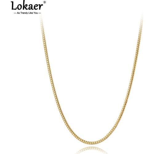Lokaer Hiphop/Rock 3mm Titanium Stainless Steel Geometry Charm Pendant Necklace For Women Men Punk Chain & Link Necklace N21090