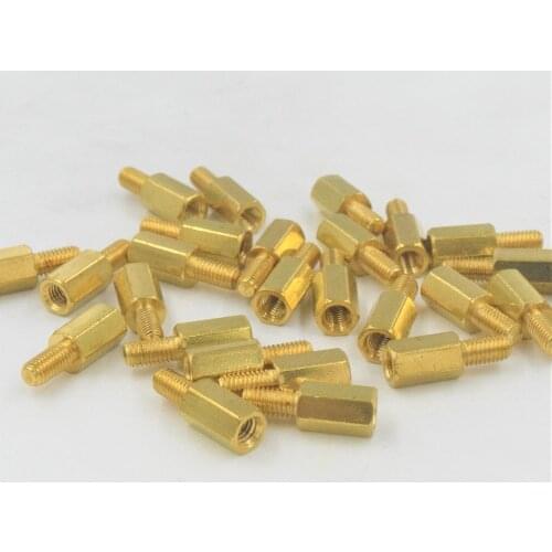 M3 Male x M3 Female 8mm Long Hexagonal Brass PCB Standoffs Spacers 50 Pcs