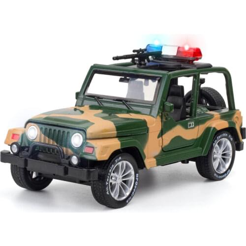 Simulation 1:32 Jeep Wrangler Alloy Diecast Police Car Models Childrens Toys Sahara Rubicon Off-road Vehicles With Sound Light