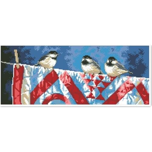 Birds on blanket cross stitch kit animal 18ct 14ct 11ct white fabric cotton thread embroidery DIY handmade needlework