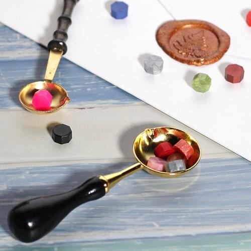 Sealing Wax Spoon Wood Handle Wax Seal Stamp Wax Seal Set Burning Spoon Wax Bead Tablet Melting For Wedding Gift Can wholesale